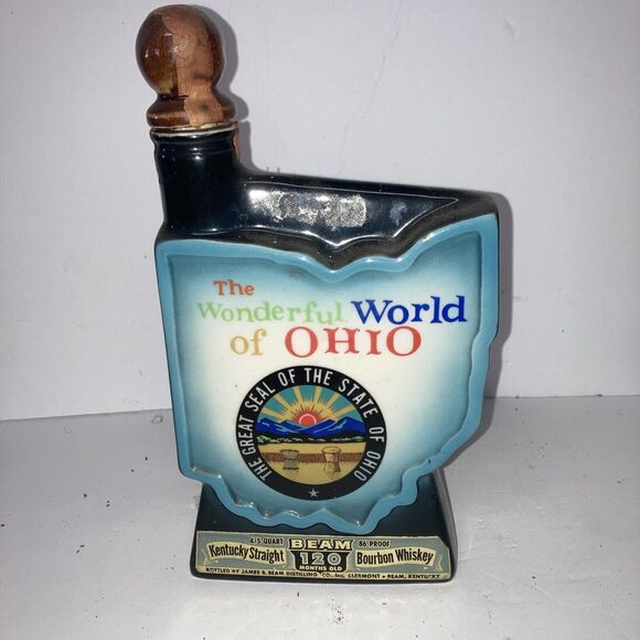 Vintage Empty 1966 Jim Beam The Wonderful World Of Ohio Decanter - Picture 1 of 7